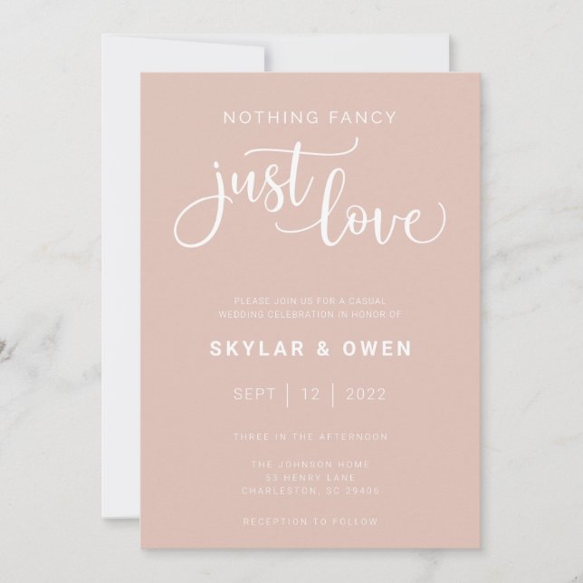 Nothing Fancy Just Love Wedding Invitation (Front)