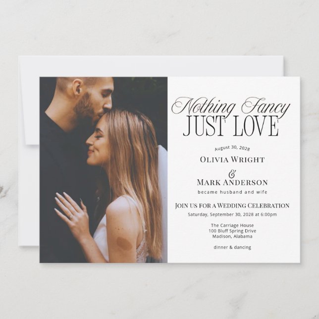 Nothing Fancy Just Love Wedding Invitation (Front)
