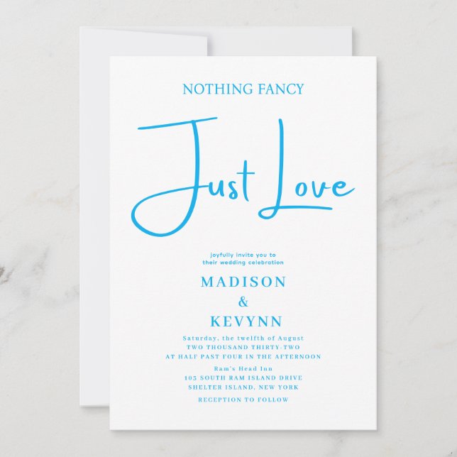 Nothing Fancy Just Love Wedding Invitation (Front)