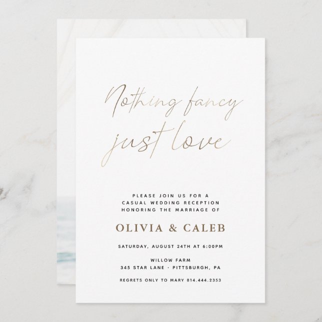 Nothing Fancy Just Love Wedding invitation (Front/Back)