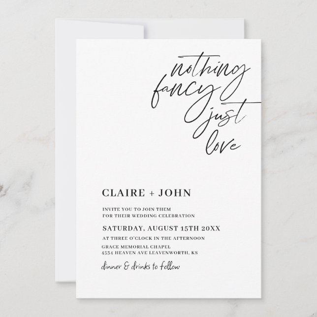Nothing Fancy Just Love Wedding Invitation (Front)