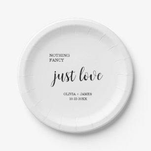 Nothing Fancy Just Love Wedding Paper Plate