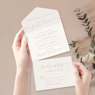 Nothing Fancy Just Love Wedding Reception Cream All In One Invitation
