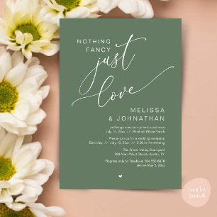 Nothing Fancy, Just Love, Wedding Reception Dinner Invitation