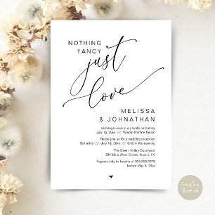 Nothing Fancy, Just Love, Wedding Reception Dinner Invitation