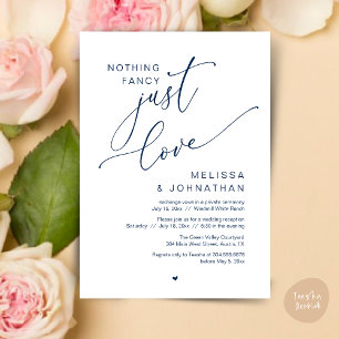 Nothing Fancy, Just Love, Wedding Reception Dinner Invitation