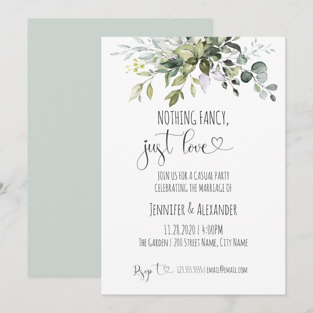 Nothing fancy just love wedding reception invitation (Front/Back)