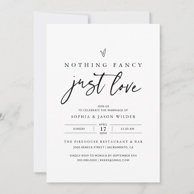 Nothing Fancy Just Love Wedding Reception Invitation (Front)