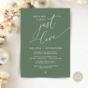Nothing Fancy, Just Love, Wedding Reception Party Invitation