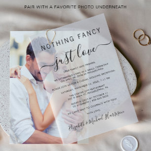 Nothing Fancy Just Love Wedding Reception Vellum Invitations