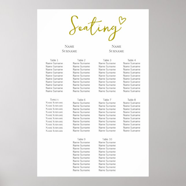 Nothing Fancy Just Love Wedding Seating Plan Poster (Front)