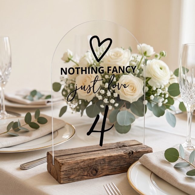 Nothing Fancy Just Love Wedding Table Number Sign (Nothing Fancy Just Love Wedding Table Number Sign
by Ricaso. Add individual table numbers to card)