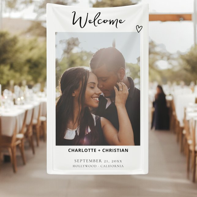 Nothing Fancy Just Love Welcome Wedding Banner (Nothing Fancy Just Love Welcome Wedding Banner from Ricaso. Personalized with own photo and text)