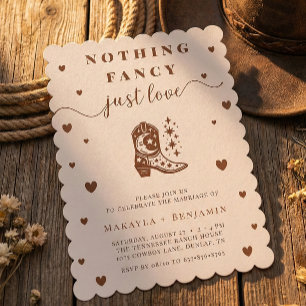 Nothing Fancy Just Love Western Rustic Wedding Invitation