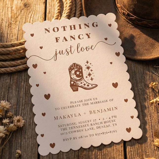 Nothing Fancy Just Love Western Rustic Wedding Invitation (Creator Uploaded)