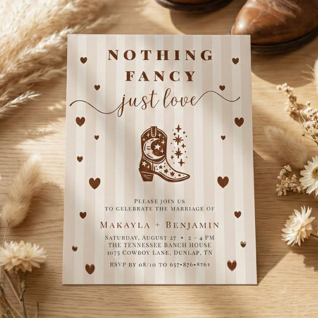 Nothing Fancy Just Love Western Rustic Wedding Invitation (Creator Uploaded)