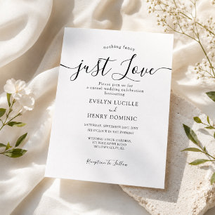 Nothing Fancy Just Love Whimsical Script Wedding Invitation