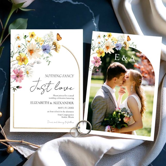 Nothing Fancy Just Love | Wildflower Photo Wedding Invitation (Creator Uploaded)