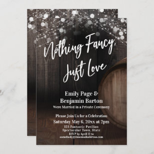 Nothing Fancy, Just Love Wine Barrel and Lights Invitation