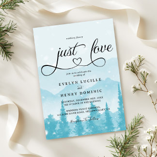 Nothing Fancy Just Love Winter Wedding Invitation