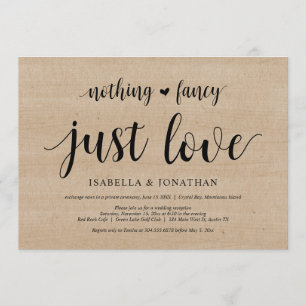 Nothing Fancy, Just Love, Wood, Wedding Elopement Invitation