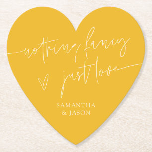 Nothing Fancy Just Love Yellow Wedding Paper Coaster
