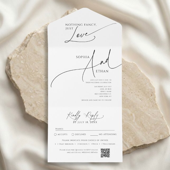 Nothing Fancy Minimalist Calm White Wedding All In One Invitation (Creator Uploaded)