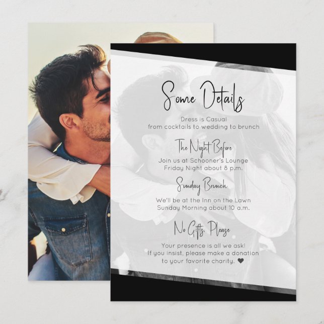 Nothing Fancy Modern Casual Wedding Details Enclosure Card (Front/Back)