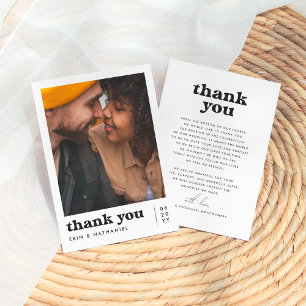 Nothing Fancy Retro Groovy Photo Wedding Thank You Card