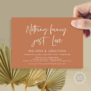 Nothing Fncy' Just Love, Wedding Elopement Party Invitation