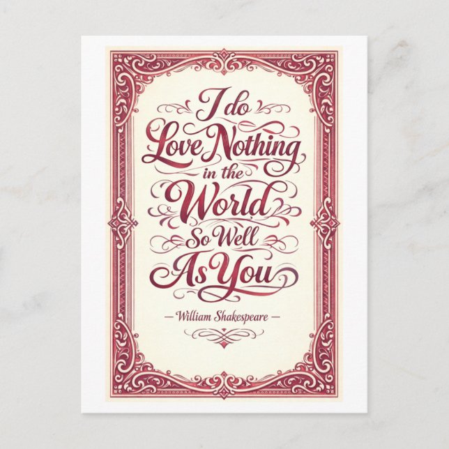 "Nothing in the World" Shakespeare Postcard (Front)