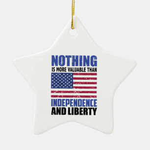 Nothing is more valuable than Independence and lib Ceramic Tree Decoration