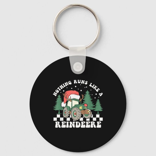 Nothing Runs Like A Reindeer Funny Christmas Famil Key Ring (Front)