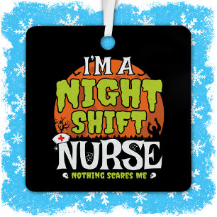 Nothing Scares Funny Halloween Night Shift Nurse Metal Tree Decoration
