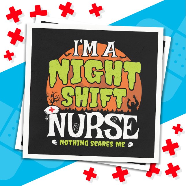 Nothing Scares Funny Halloween Night Shift Nurse Napkin (Creator Uploaded)