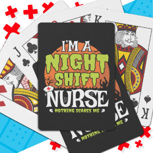 Nothing Scares Funny Halloween Night Shift Nurse Playing Cards