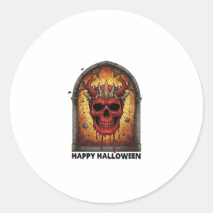 Nothing Scares Me Red Horned Skull Spider Web Hall Classic Round Sticker