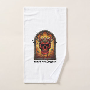 Nothing Scares Me Red Horned Skull Spider Web Hall Hand Towel