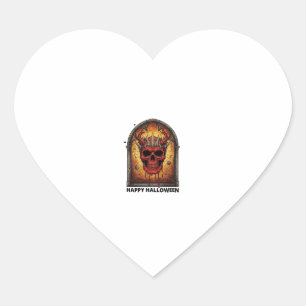 Nothing Scares Me Red Horned Skull Spider Web Hall Heart Sticker