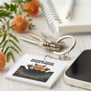 "NOTHING STAYS BURIED FOREVER" Orange Cat  Key Ring