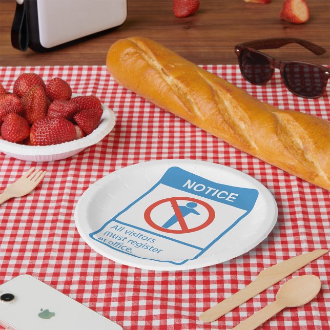 Notice All Visitors Paper Plate (Creator Uploaded)