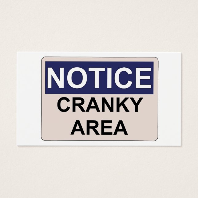 Notice Cranky Area Humour (Front)