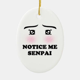 Notice Me Senpai Blushing Anime Girl Kawaii Suki Ceramic Tree Decoration
