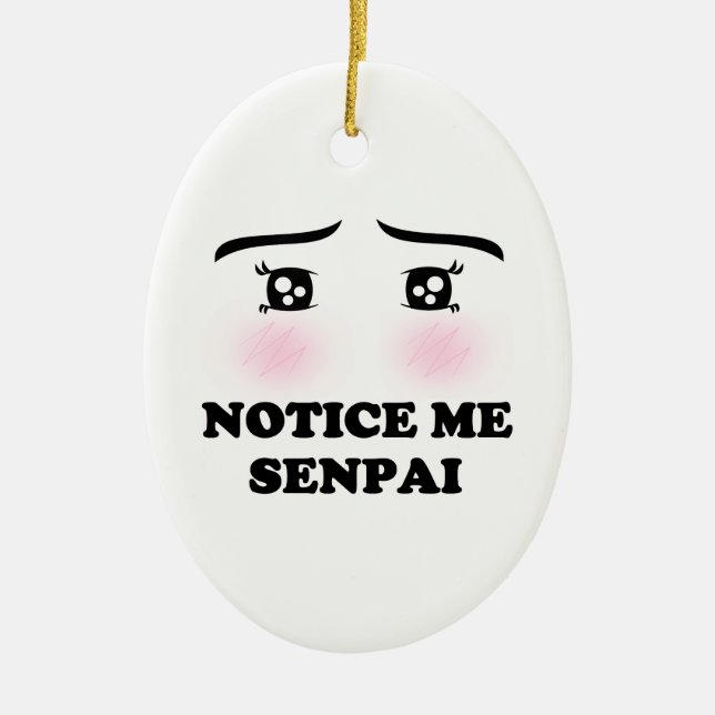 Notice Me Senpai Blushing Anime Girl Kawaii Suki Ceramic Tree Decoration (Front)