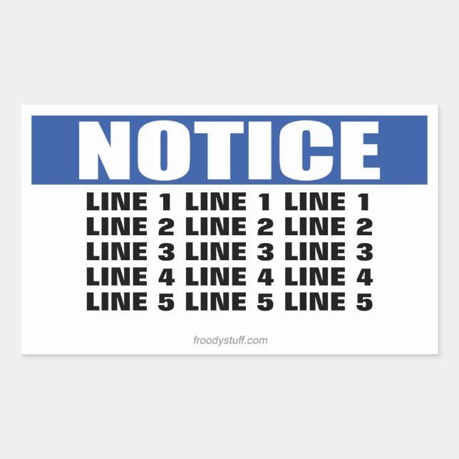 Notice Sign (max 5 lines) Rectangular Sticker (Front)