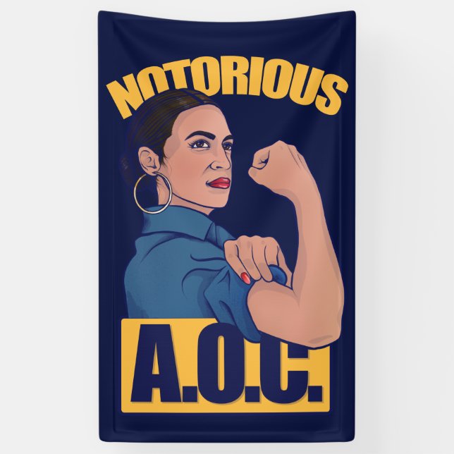 Notorious AOC alexandria ocasio cortez retro rosie Banner (Vertical)