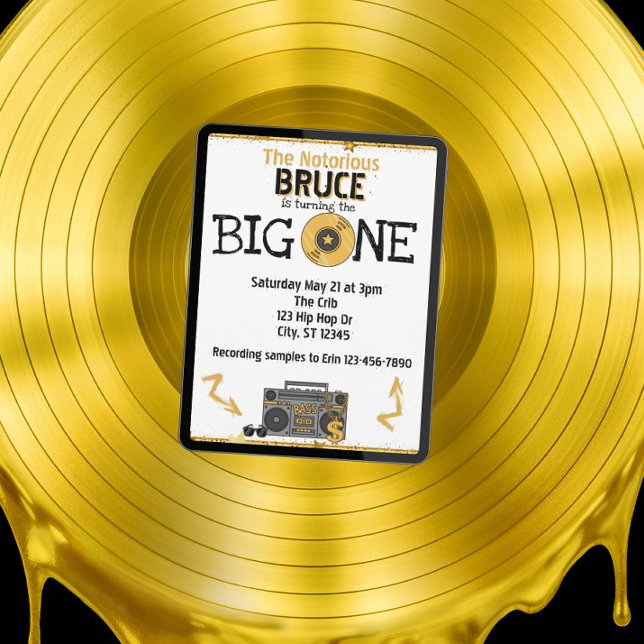 Notorious Big One Hip Hop 1st Birthday Invitation (Creator Uploaded)