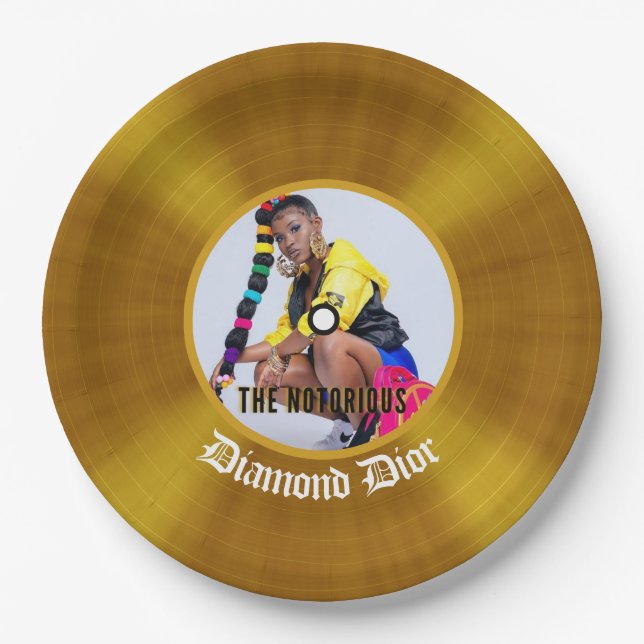 Notorious Hip Hop Birthday Gold Record Photo Paper Plate (Front)