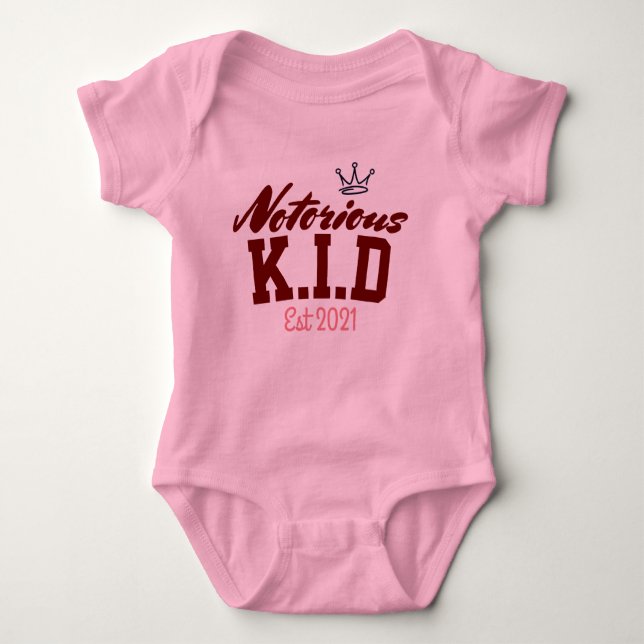 Notorious k.i.d  pink  baby bodysuit (Front)