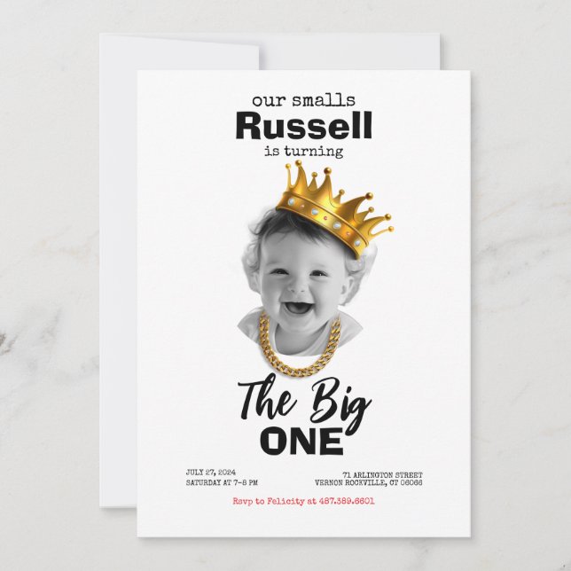 Notorious One 1st Birthday Photo Invitation (Front)